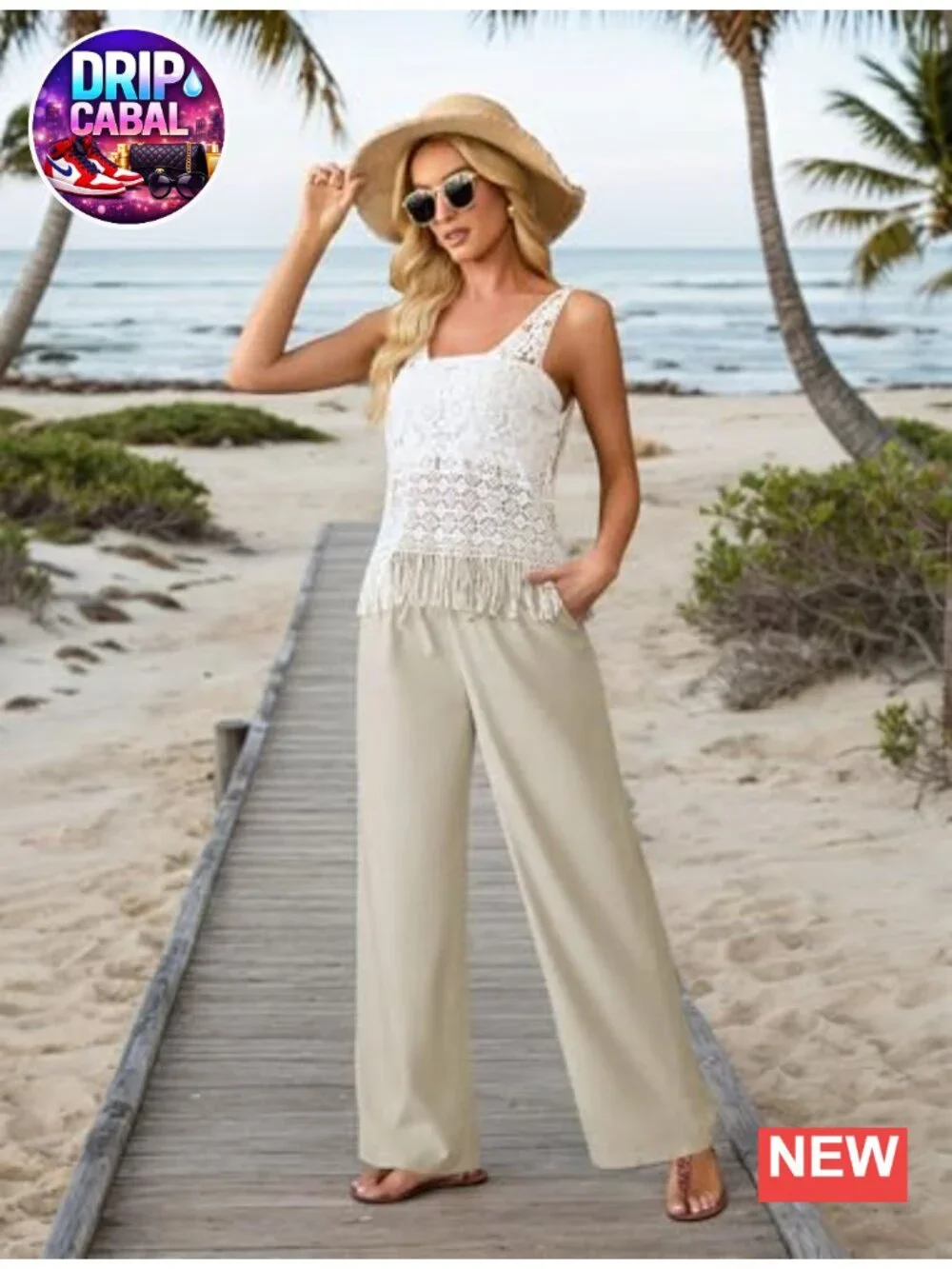 Wide Leg Linen Pants for Women Drawstring Palazzo Trousers with Pockets